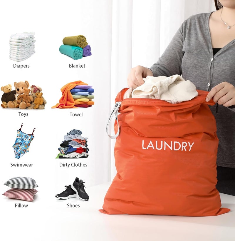 WiseBoy 2 Pack Laundry Bags, Travel Laundry Bag for Dirty Clothes, Washable Nylon Wet Dry Bag, Swimming Yoga Bathing Suit Workout Wet Dry Bags - Image 3